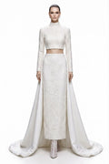 Ivory Lace Two-Piece with Detachable Train - front