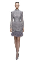 Silver Lace Feather-Hem Mini - front
