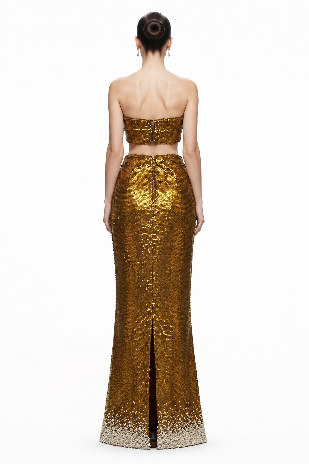 Antique Gold Sequin Two-Piece Set - back