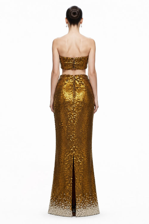 Antique Gold Sequin Two-Piece Set - back