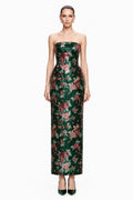Emerald Floral Sequin Column Gown - front
