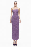 Lavender Beaded Strapless Midi Gown - front